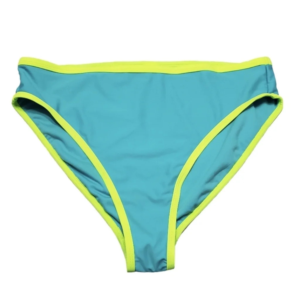 NWT Wild Fable Women's Colorblock High Leg Cheeky Bikini Swim Bottom X 14-16